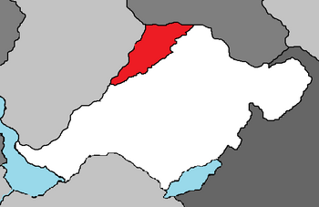 East Chanchajilla (white) and the State of Turania (red), which is contested with West Chanchajilla and Paraboca