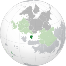 Location of  Herastadt and overseas holdings  (dark green) – in Esermia  (green & grey) – in the Esermian Strategic Treaty  (green)