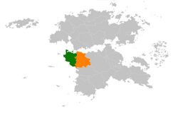 Map indicating locations of Syara and Ruvelka