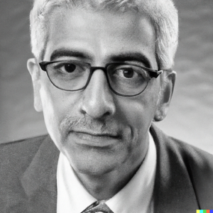 DALL·E 2023-03-03 18.21.08 - Realistic image, realistic face, Black and white photo of a North African man, in his sixties, with reading glasses, with a suit, with grey hair, look.png