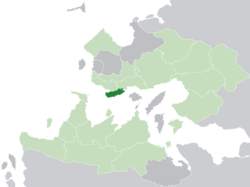 Idisamo (dark green) in the Kingdom of Trellin (light green)