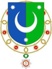 Arms of Chhet Chakra as Grand Companion of the Order of Pious Lot.png