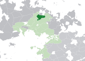 Location of New Sebronia (Dark Green) *in Thuadia and Thrismari (Light Green & Grey) *in the Sekidean Union (Light Green)