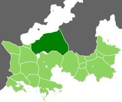 Morinia (dark green) among other Germanic (light green) in 550 AD