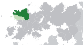 Location of North Ottonia (dark green) – in Belisaria (dark grey) – claimed territory (light green)
