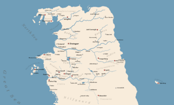 Location of The United Kingdoms of Northern Realms and Nilfgaardian territories