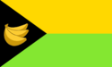 A tri-color with a banana in the centre, colours black, yellow and green.