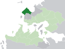 Location of Emla (dark green) in the Kingdom of Trellin (light green