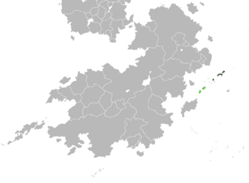 Land controlled by North Kabu shown in dark green, land claimed but not controlled shown in light green.
