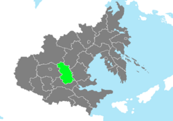 Location of Donggwang Province in Zhenia marked in green.