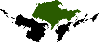 Oritanth and its islands highlighted in green.