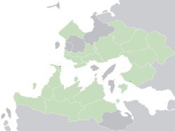 The Trophy Ports (dark green) in the Kingdom of Trellin (light green)