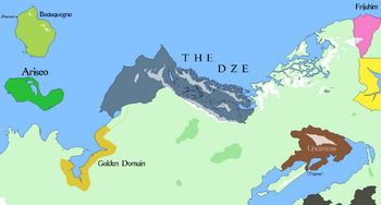 Lands and surroundings of the Dze Confederacy, 1612 AR