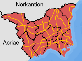 Kistolia with Territories and Major Highways.